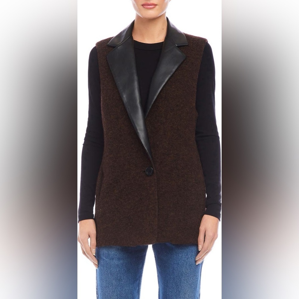 FifteenTwenty Brooklyn Wool Blend Vest Brown and Black Sleeveless sz XS - Picture 2 of 12